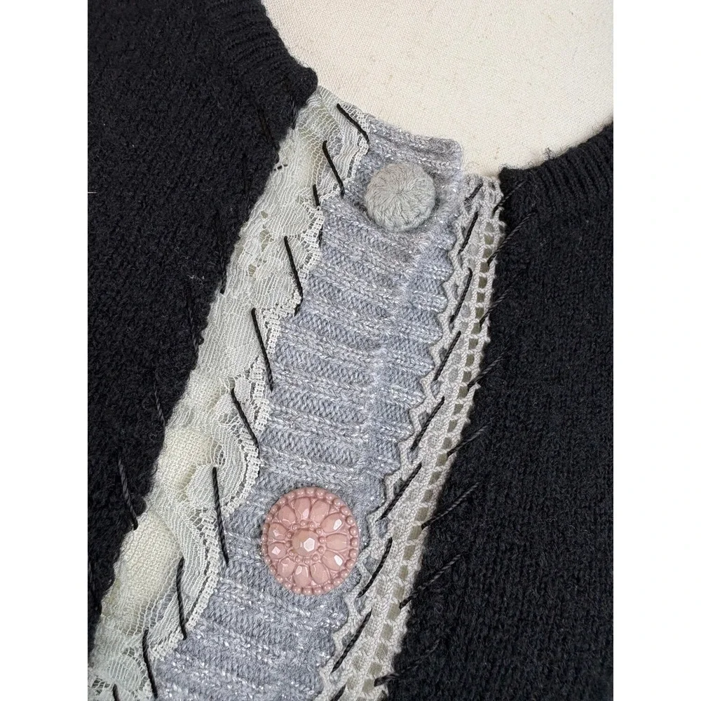 Free People Wool Blend Whimsigoth Dark Coquette Cottagecore Cardigan XS NWT